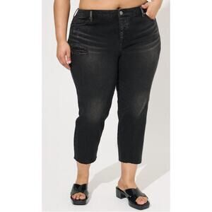 Torrid Crop Boyfriend Jean - Classic Denim Medium Wash, Anthracite, Size 24